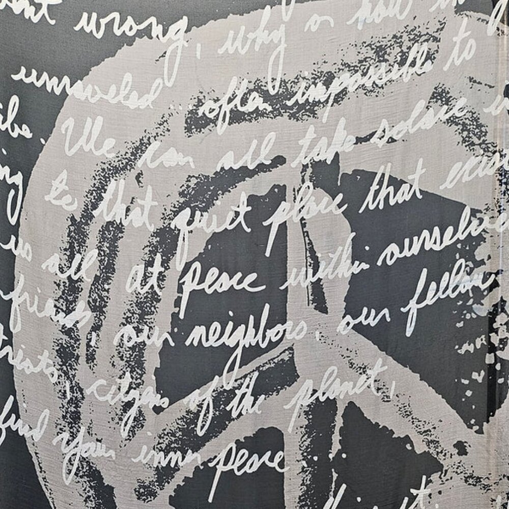 Gray Peace Sign Scarf